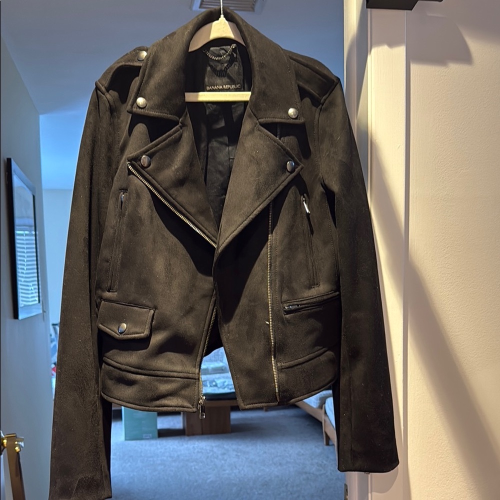 Banana Republic Black Faux Suede Biker Jacket